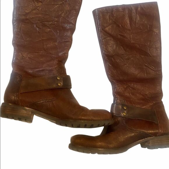 Women's Jessica Simpson Tall Brown  Crinkled Leather Boots / 6.5B / EUC - Picture 4 of 11